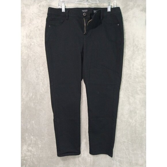 J Jill Denim Jeans Womens 16 Petite Black Denim Authentic Fit Slim Ankle Stretch - Picture 1 of 10